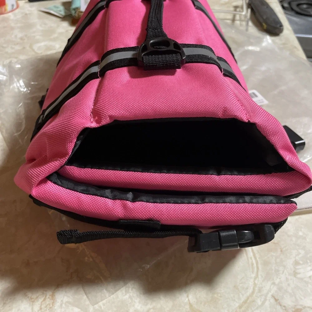 Pink and‎ Black Dog Life Preserver Reflective Leash Connection Medium
